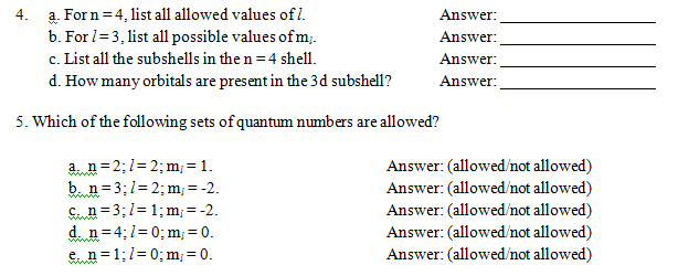 Solved For n = 4, list all allowed values of l. For l = 3, | Chegg.com
