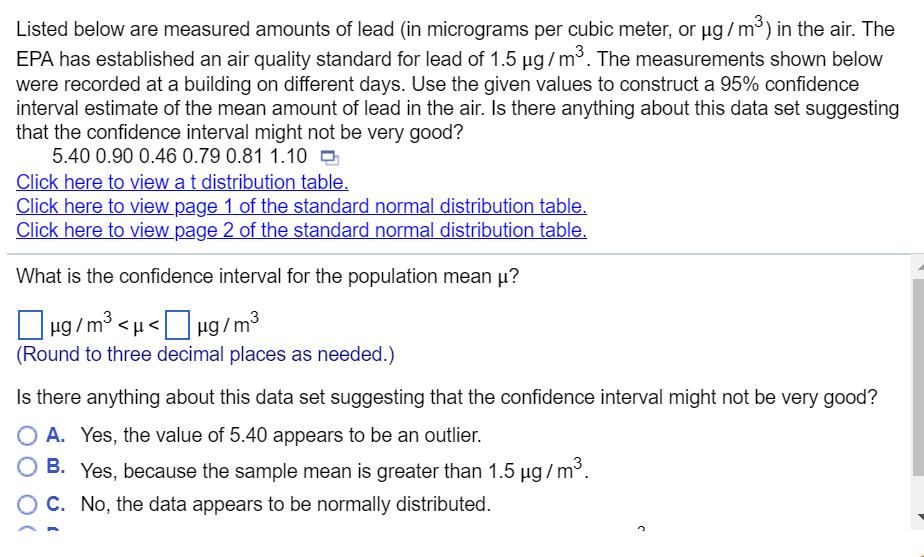 Solved Listed below are measured amounts of lead (in