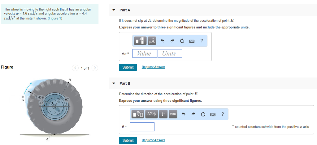 Solved The Wheel Is Moving To The Right Such That It Has An | Chegg.com
