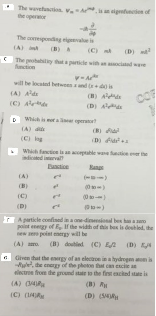 Solved The wavefunction. w the operator Ae, is an | Chegg.com