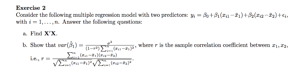 Solved Exercise2 Consider The Following Multiple Regression | Chegg.com