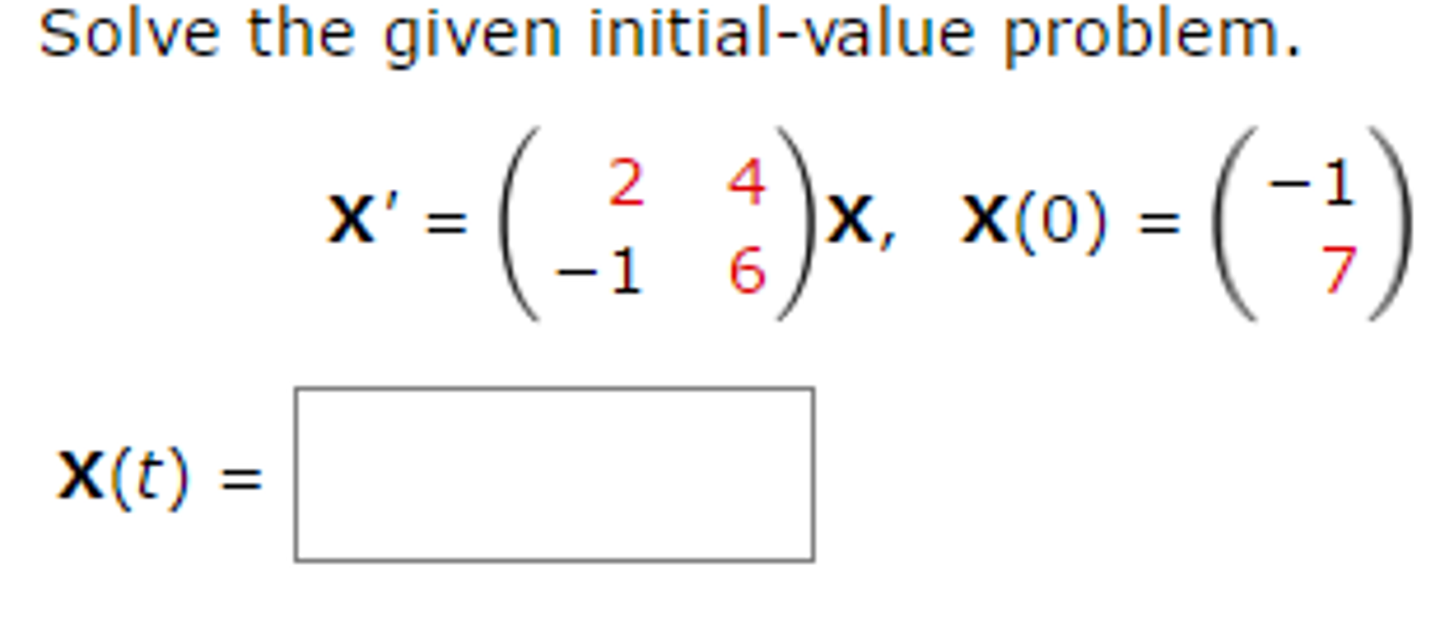 Solved Solve The Given Initial value Problem X 2 4 1 Chegg