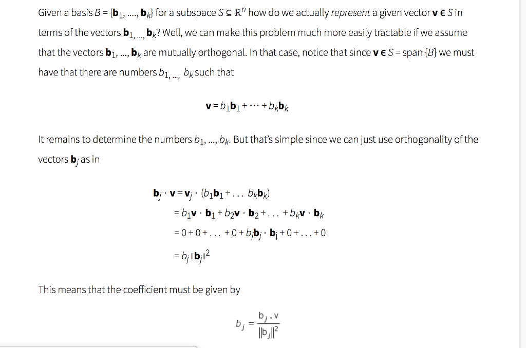 Solved Given a basis B = (bi, , bk} for a subspace S C Rn | Chegg.com