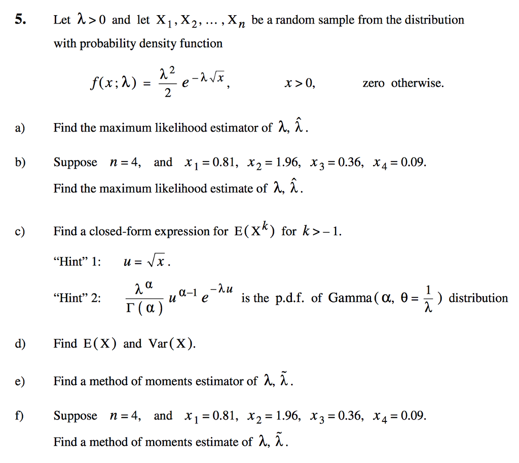 Solved Let lambda > 0 and let X_1, X_2,, X_n be a random
