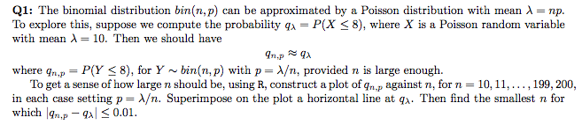 Solved Q1: The binomial distribution bin(n,p) can be | Chegg.com