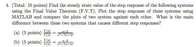 Solved Find the steady state value of the step response of | Chegg.com