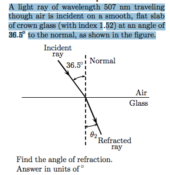 Solved A Light Ray Of Wavelength 562 Nm Traveling Though Air 