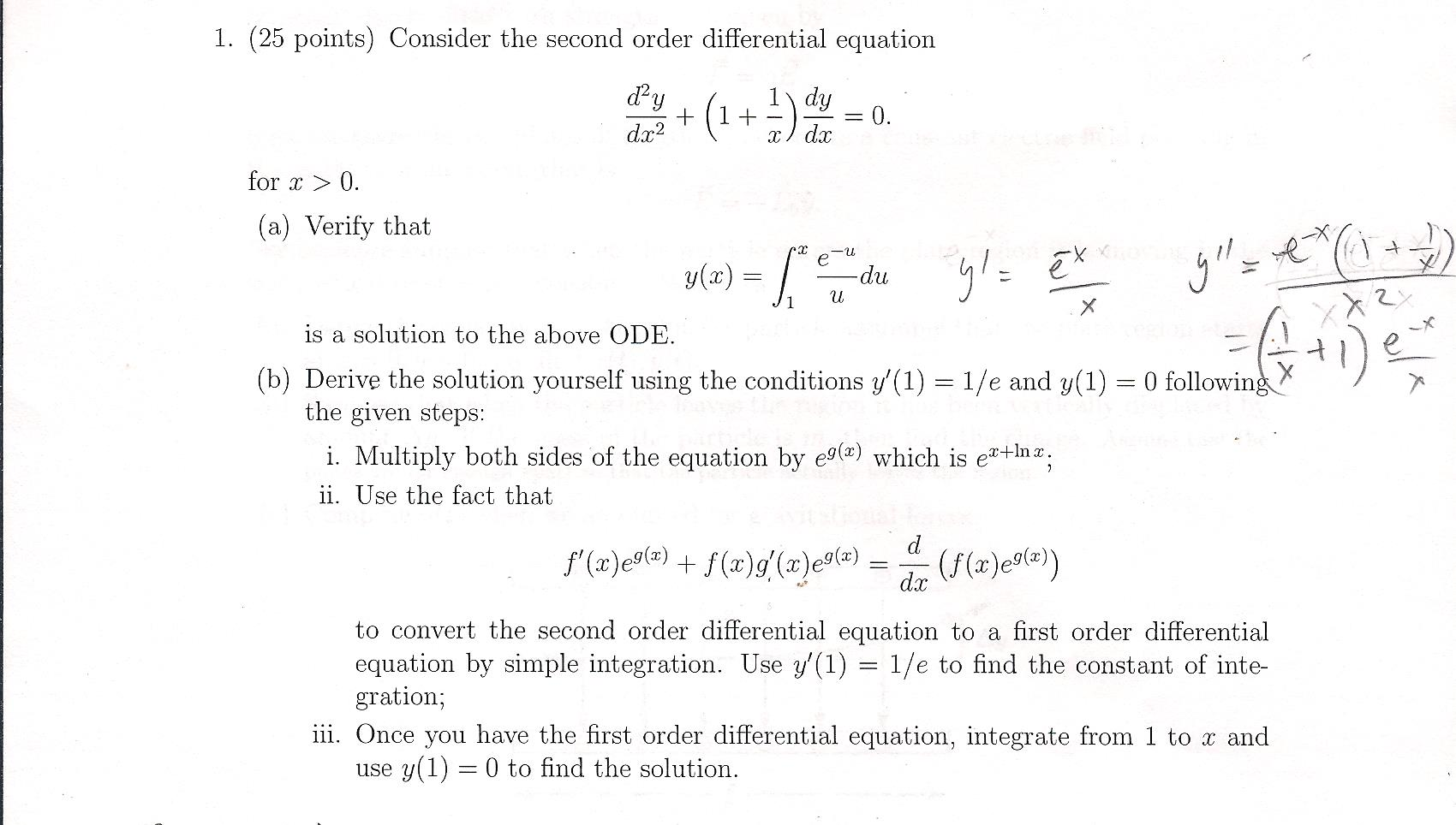 Solved Consider The Second Order Differential Equation Is A