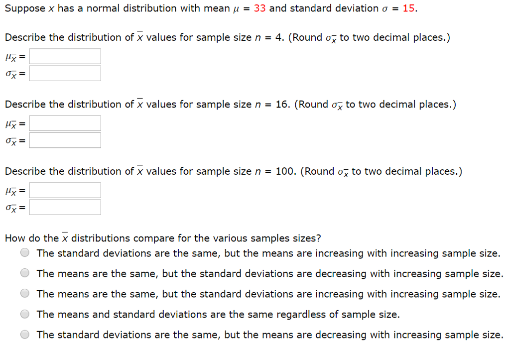 Solved Suppose x has a normal distribution with mean 33 and