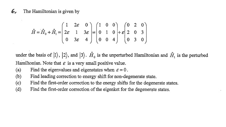 Solved The Hamiltonian is given by H = H_0 + H_1 = (1 | Chegg.com