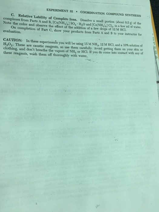 Solved 32 Synthesis of Some Coordination Compounds Some of | Chegg.com