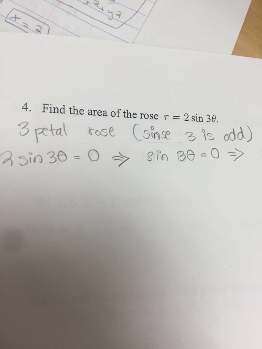 Solved Find the area of the rose r = 2 sin 3 theta. 3 petal | Chegg.com