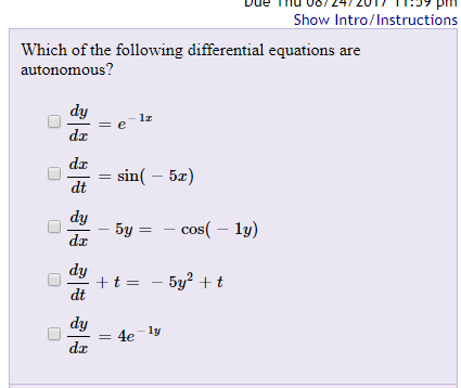 Solved Which of the following differential equations are | Chegg.com