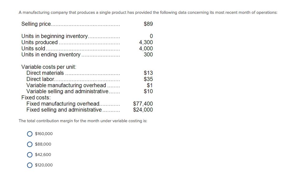 Solved A manufacturing company that produces a single | Chegg.com