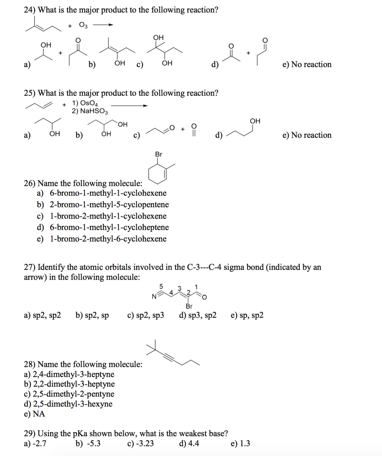 Solved What is the major product to the following reaction? | Chegg.com