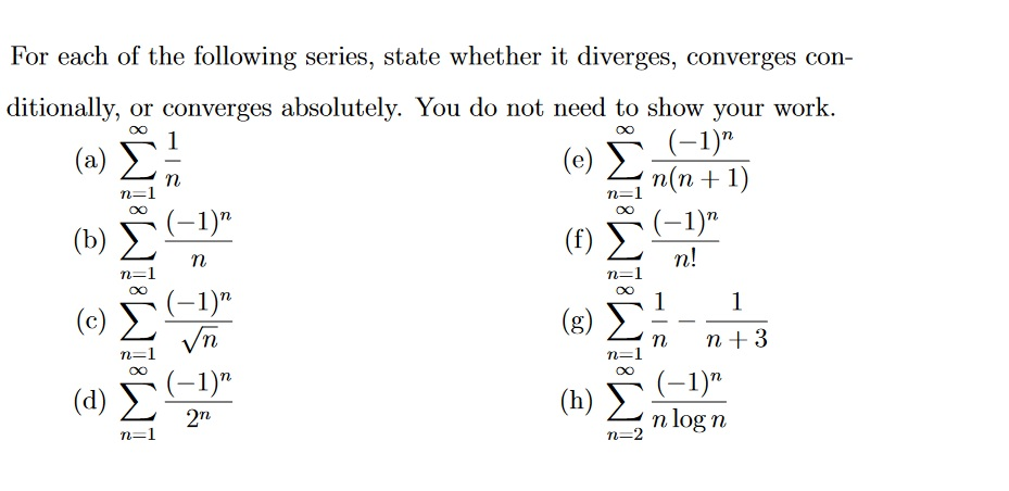 Solved For each of the following series, state whether it | Chegg.com