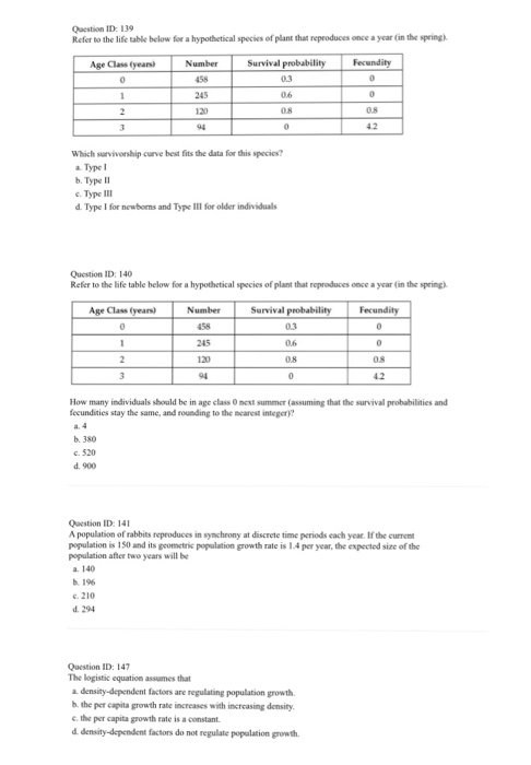 Solved Refer to the life table below for a hypothetical | Chegg.com