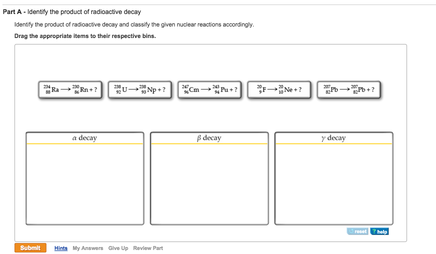 Solved Part A-Identify The Product Of Radioactive Decay | Chegg.com