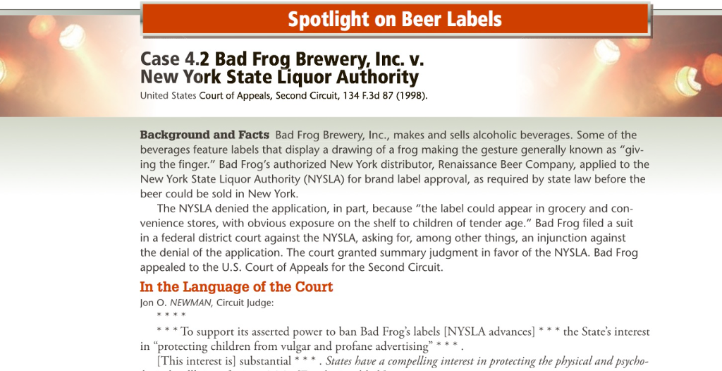 Spotlight on Beer Labels Case 4.2 Bad Frog Brewery, | Chegg.com
