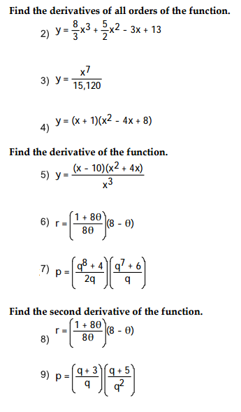 Solved Find the derivatives of all orders of the function. | Chegg.com