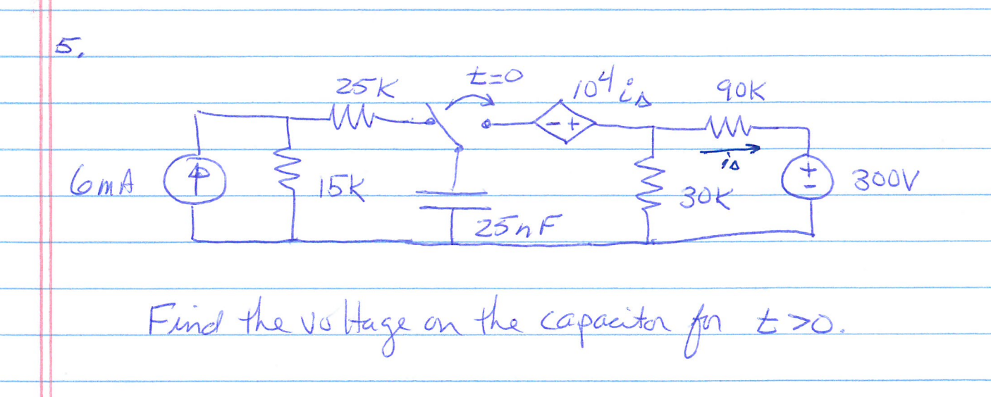 Solved Find the voltage on the capacitor for t > 0. | Chegg.com