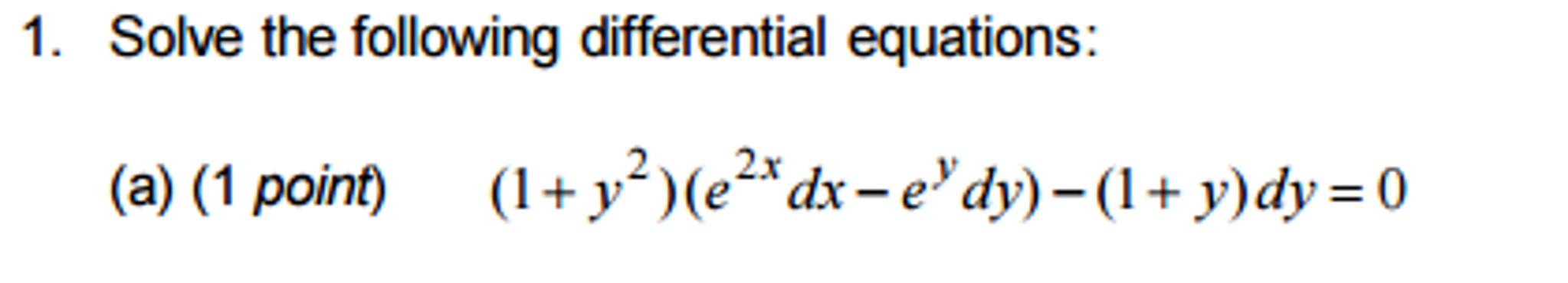 Solved Solve The Following Differential Equations 1