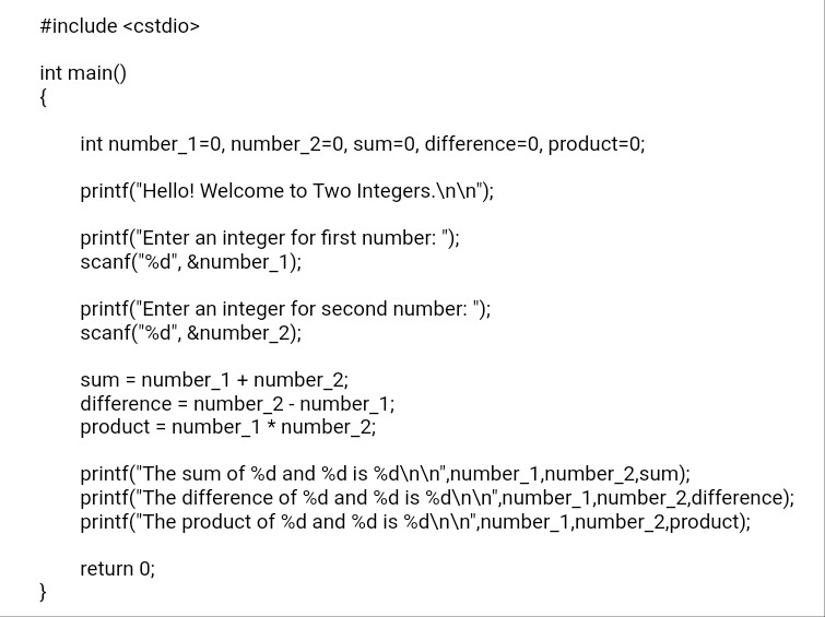 Solved #include int main int number_1-0, number_2-0, sum-0, | Chegg.com