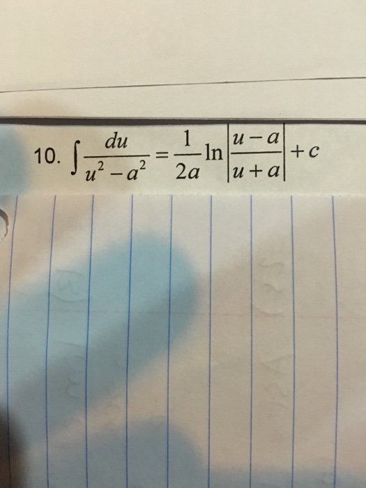 solved-integral-du-u-2-a-2-1-2a-ln-u-a-u-a-c-chegg