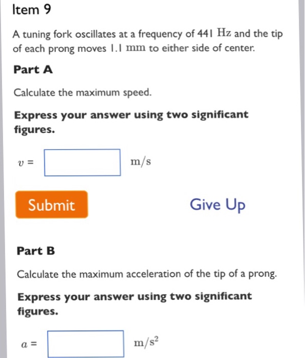 Solved A tuning fork oscillates at a frequency of 441 Hz and | Chegg.com