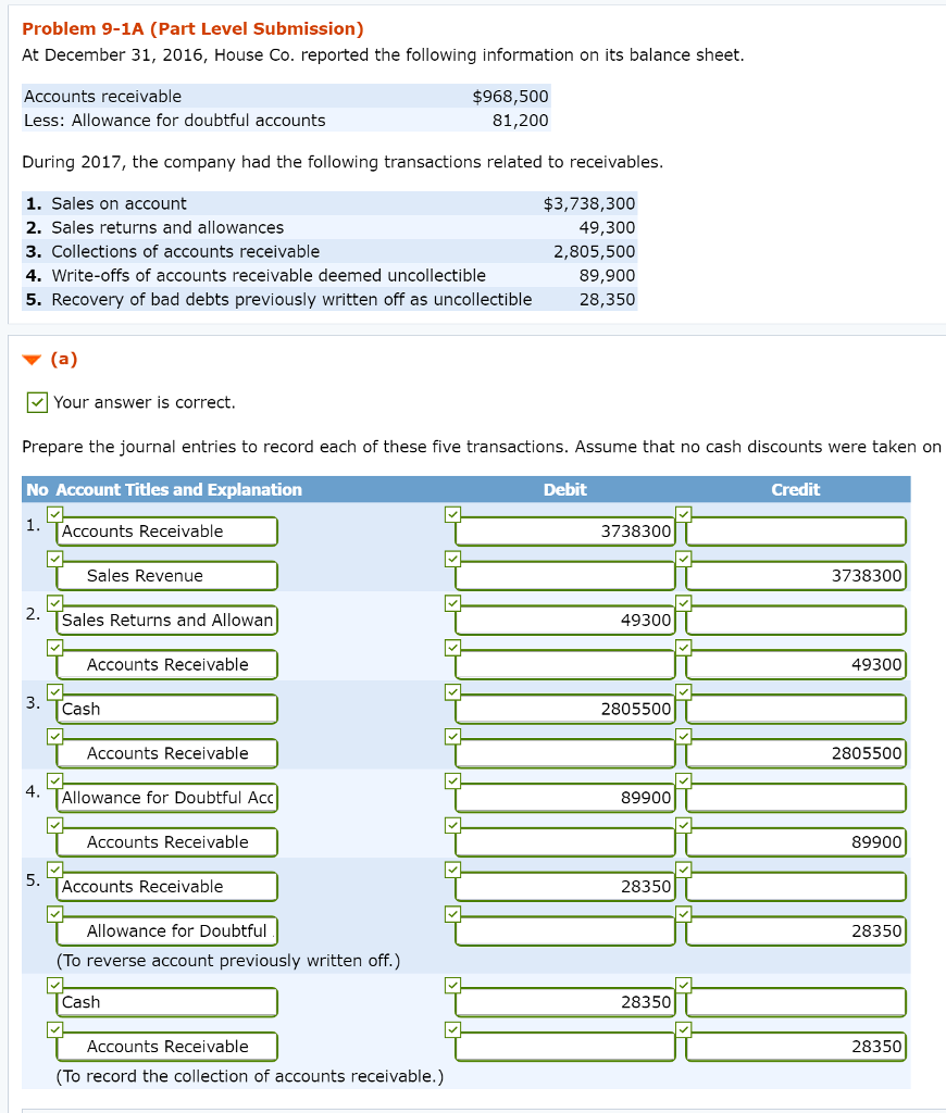 Solved Problem 9-1A (Part Level Submission) At December 31, | Chegg.com