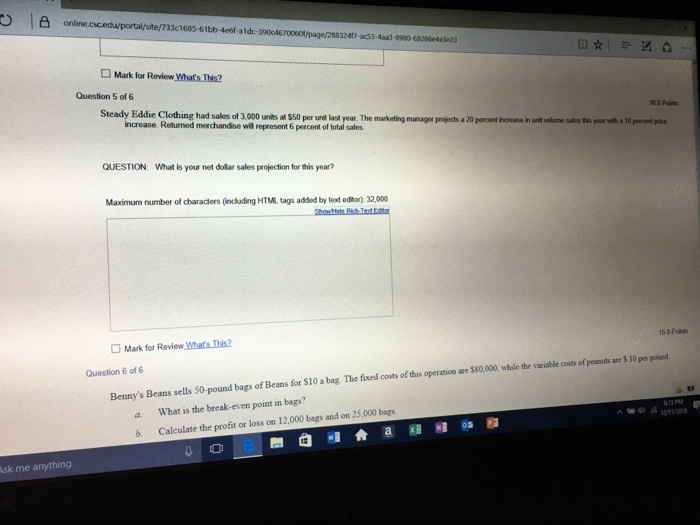 Solved Steady Eddie Clothing had sales of 3.000 units at 50