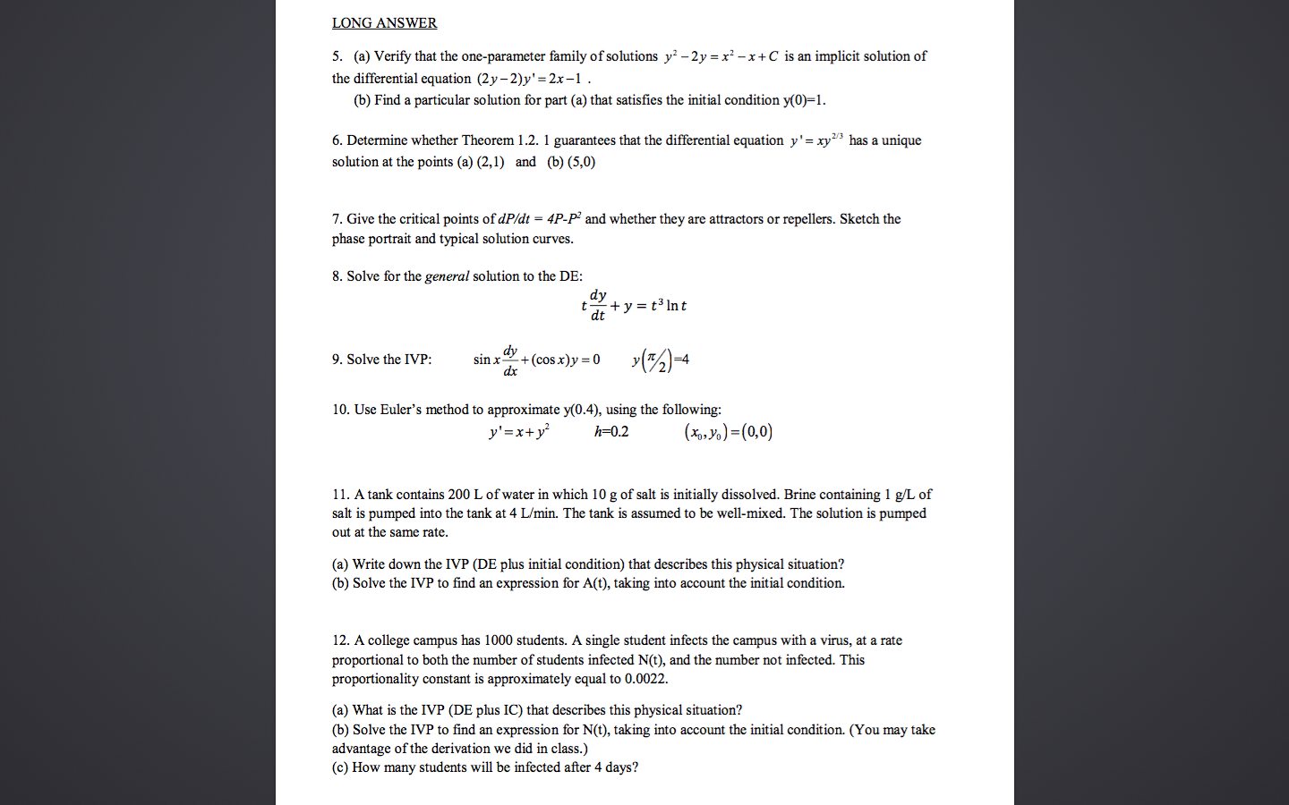 Solved Verify that the one-parameter family of solutions y2 | Chegg.com