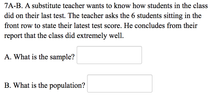 Solved A substitute teacher wants to know how students in | Chegg.com