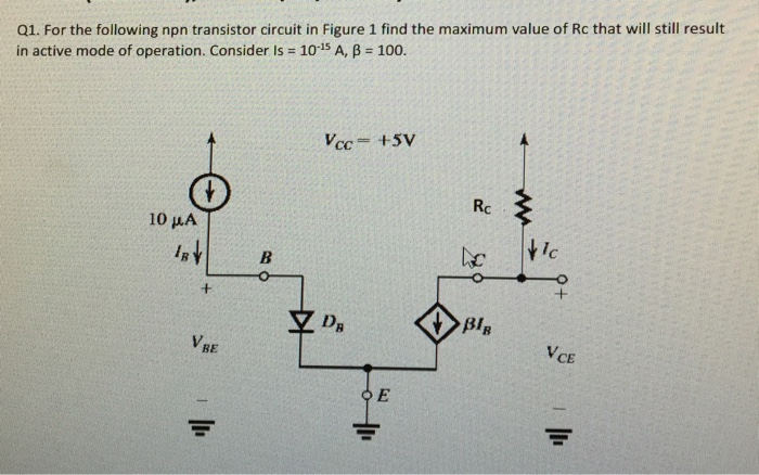 Solved For the following npn transistor circuit in Figure 1 | Chegg.com