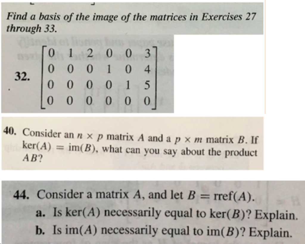 Solved Find A Basis Of The Image Of The Matrices In | Chegg.com