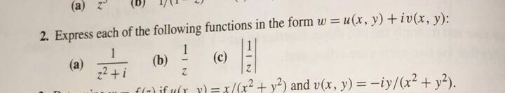Solved Express each of the following functions in the form w | Chegg.com