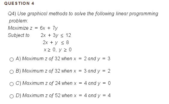 Solved Use graphical methods to solve the following linear | Chegg.com