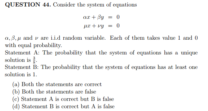 Solved Consider The System Of Equations Alpha X Beta Y