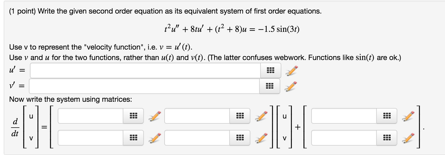 Solved Write the given second order equation as its | Chegg.com