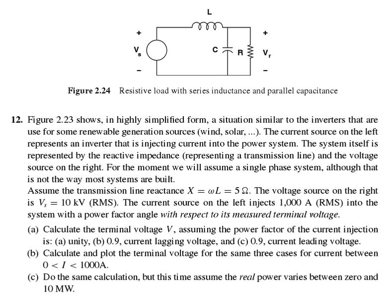 Figure 2.24 Resistive load with series inductance and | Chegg.com