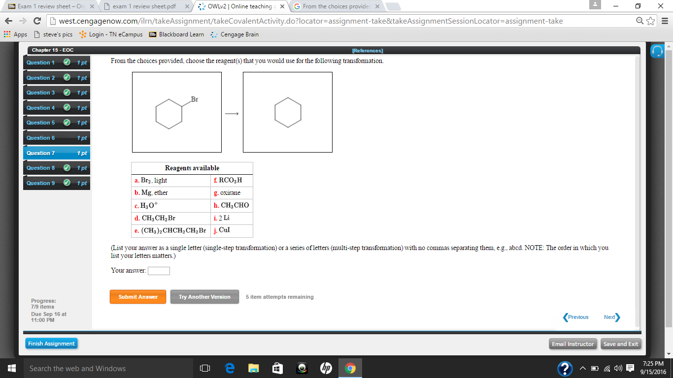 Solved From The Choices Provided, Choose The Reagent(s) That | Chegg.com