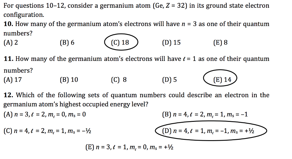 Solved For questions 10-12, consider a germanium atom (Ge, Z | Chegg.com