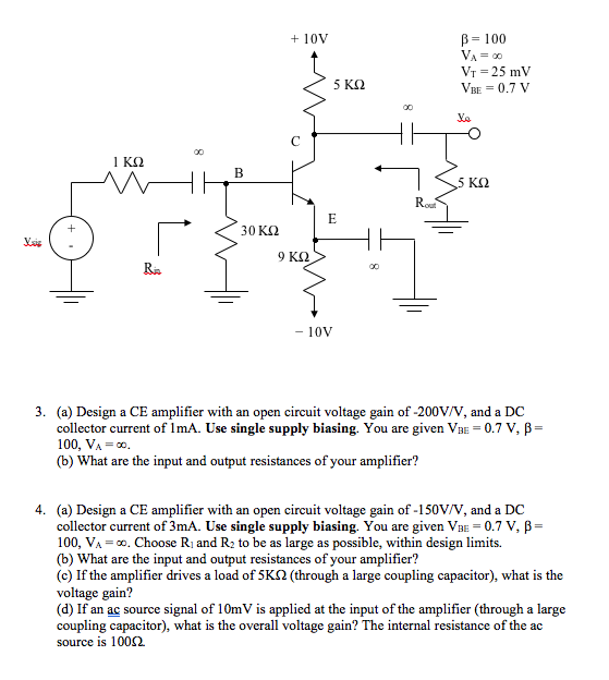 Solved For each of the amplifier circuits in problems 1 and | Chegg.com