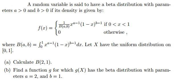 Solved A random variable is said to have a beta distribution | Chegg.com