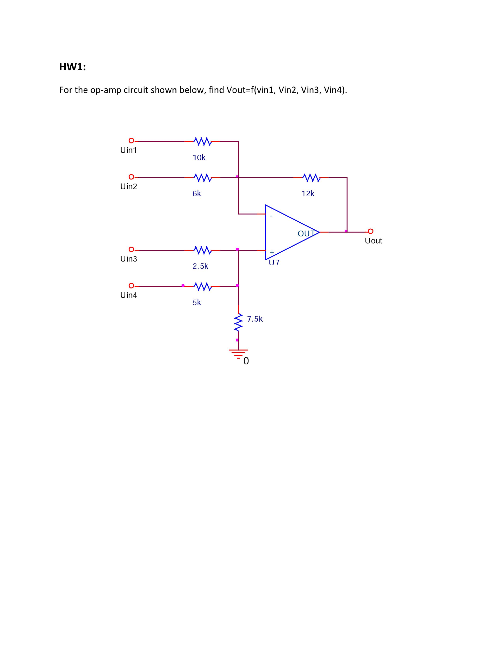 Solved For the op-amp circuit shown below, find Vout = | Chegg.com