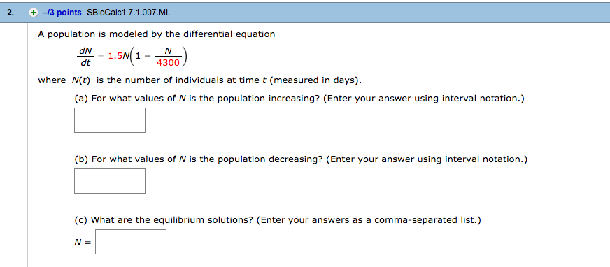 Solved A population is modeled by the differential equation | Chegg.com