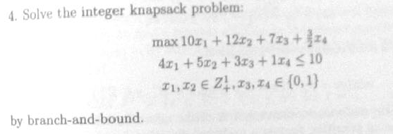 Solved Solve the integer knapsack problem: max 10x_1 + 12x_2 | Chegg.com