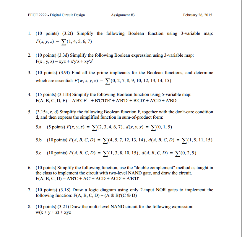 Solved Simplify the following Boolean function using | Chegg.com