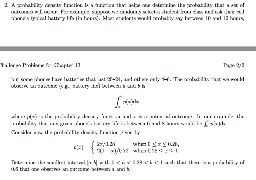 Solved 2 A Probability Density Function Is A Function That Chegg Solved 2 A Probability Density Function Is A Function That Chegg