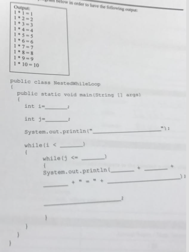 Solved public class NestedWhileloop {public static void | Chegg.com